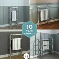 Traditional Victorian Bathroom Heated Column Towel Rail Radiator White & Chrome
