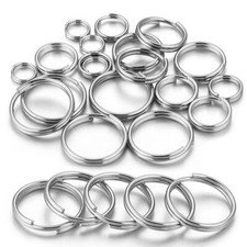 100/200x Stainless Steel Split Ring Round Key Rings Double Loop Keychian Keyring