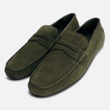 John White Green Suede Driving