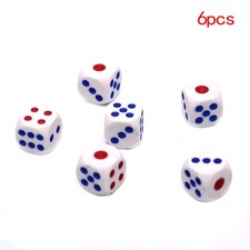 6Pcs 10mm Acrylic White Round Corner Dice Clear Dice Portable Table Playing  WI