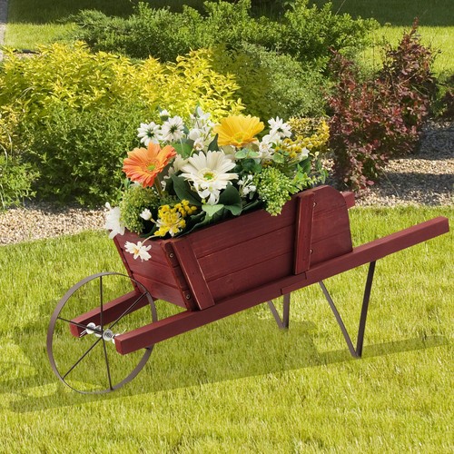 Wooden wagon planter - wagon,