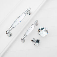 Crystal Cabinet Knob Chrome Clear Silver Dresser Drawer Handle Pulls Cupboard