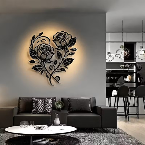 Black iron rose wall art - iron,