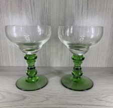 Green Bubble Stem Hock Glass