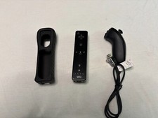 Official Nintendo Wii Remote And Nunchuck BLACK RVL-036 OEM Working + Sleeve