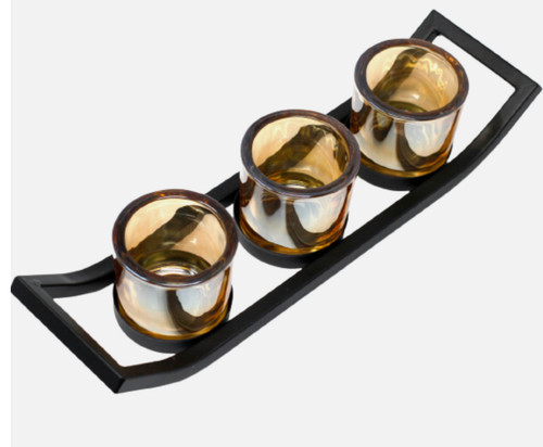 Centrepiece black iron votive - iron,