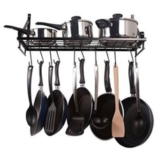 Kitchen Metal Hanging Pot Pan Rack Wall Mount Storage Shelf Saucepan Holder Rack
