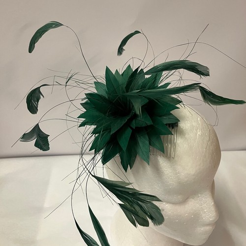 Emerald feather fascinator - emerald,