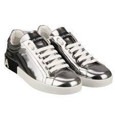 DOLCE & GABBANA DG Logo Low Top Sneaker Shoes PORTOFINO Rutenio Silver