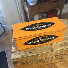 Vintage Bright Orange Jacob’s Cream Crackers Storage Tin – Great Condition!