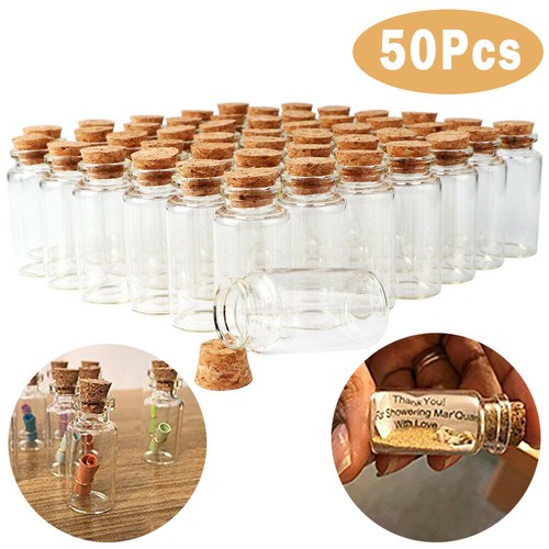 50pcs clear glass bottles with - 50pcs,