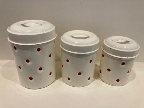 Set three cream red polka - &,