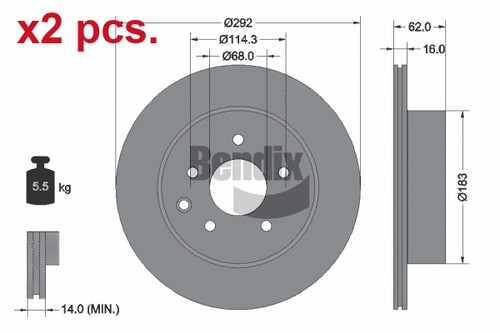Pcs rear brake disc - rear,