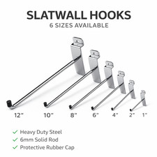 100x Slatwall Hooks Single