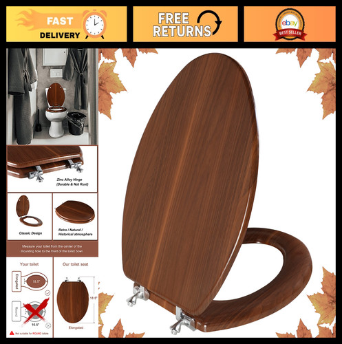 Elongated wooden toilet seat - elongated,
