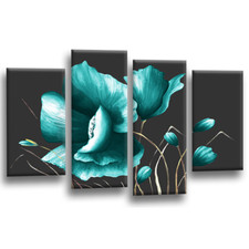 Floral Wall Art Teal Living