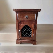 Vintage Sheesham Bedside Cabinet Indian Bedside Tables Bohemian 1980's