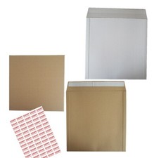 LARGE BROWN & WHITE 12" VINYL LP RECORD MAILERS + ADD FRAGILE LABELS STIFFENERS