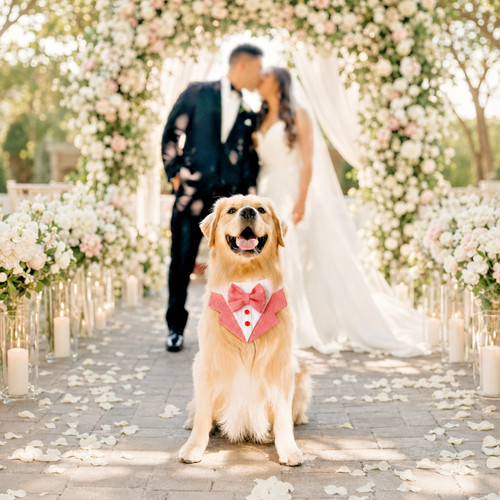 Dog tuxedo bandana collar - tuxedo, bow