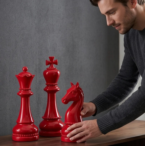 Giant red chess pieces - giant,