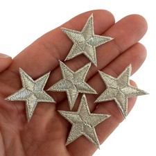 5 X Mini Silver Star Patches Iron Sew On Small Stars Tiny Embroidery Badge Patch