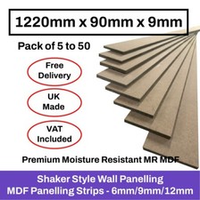 MDF Strips Shaker Wall Panelling Kit Packs 9mm x 90mm x 1220mm