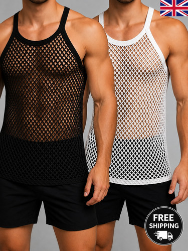 Men string mesh vest - mesh, xl