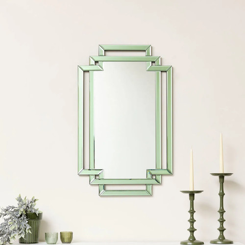 Green glass art deco rectangle - deco,