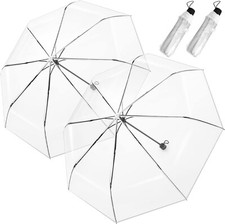 2x Big Clear Folding Extendable Umbrella Transparent 37" 98cm Wedding Parasol
