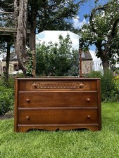 Antique Oak Dressing Table Drawers Mirror