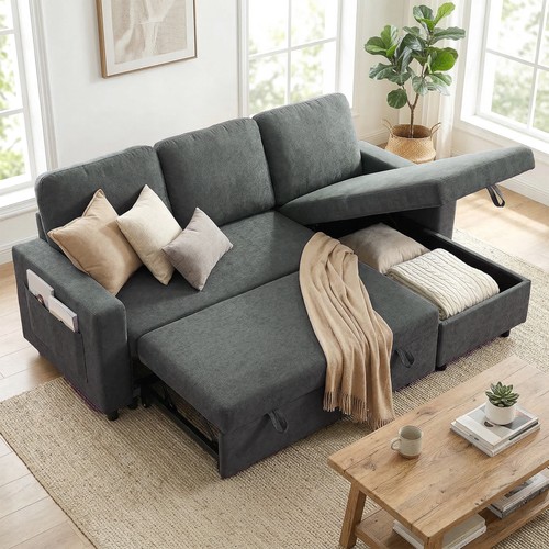 Homcom pull out - sofa, l