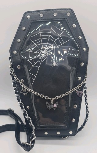 Black faux leather coffin - black,