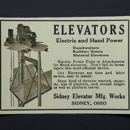 Sidney ohio elevator mfg works - elevator,