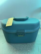 Samsonite Vintage Vanity Case Oyster Hard Shell Beauty Makeup Travel Blue