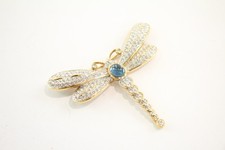 Attwood & Sawyer Brooch Dragonfly Stone Set Gold Tone Signed Branded