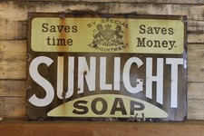 This is a stunning Sunlight Soap vintage enamel sign