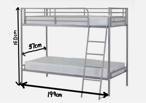 Metal bunk bed twin over - twin,