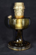Aladdin 1937-1938 B-82 Amber Crystal Beehive Oil Lamp w/Brass Model B Burner