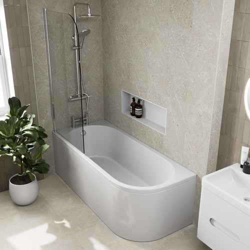 Shaped shower bath left hand - bath,