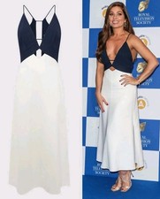 Reiss Ella Colourblock Strappy Midi Dress, Navy/White - Size 8