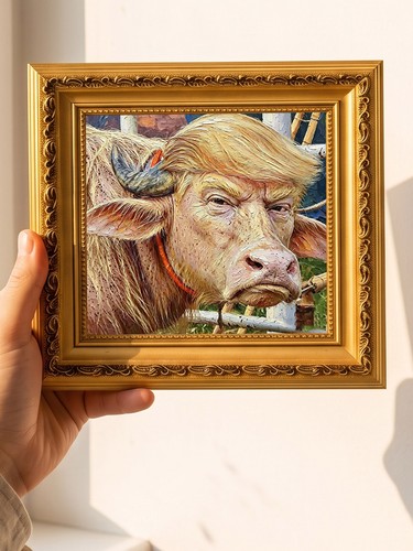 Funny cow head oil - funny,