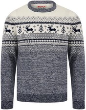 Christmas Rifkin Nordic Fairisle Mens Christmas Jumper Blue Sweatshirt Crew Neck