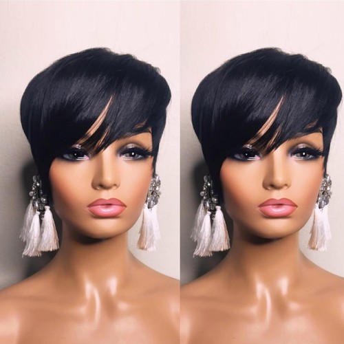 Pixie black curly human - pixie, hair