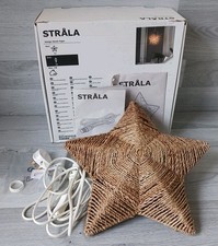 Ikea STRÅLA Pendant Lamp Shade Star Shape Weaved Jute Steel Frame Electric Cord