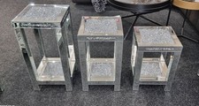Diamond Crushed Crystal Mirrored,  Side Table, Lamp Stand