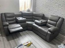 Grey Leather Recliner Corner