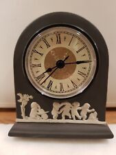 Wedgwood Jasper ware Black Mantle Clock (New Clock Fitted) H12cm X W10.5cm Vgc
