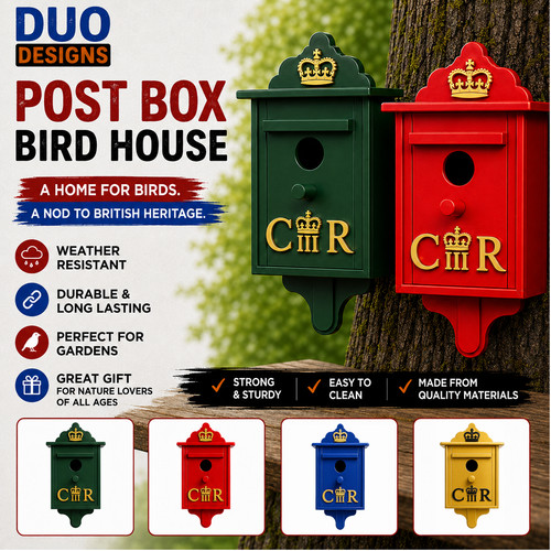 Royal mail post - box, bird