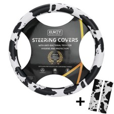 15" Leather Cow Print Steering