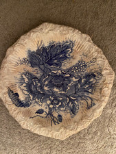 DUNN BENNETT & Co Square Plate Blue White Gold Floral Antique , Florence